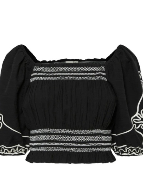 Yas Tops - YAS Boho Cropped Black Blouse Size 6 NWT